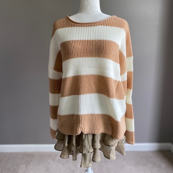 New Beige Textured Stripe Sweater - Picture 7 of 7